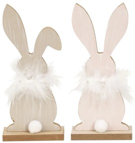 Stojaci drevený zajačik FLUFFY BUNNY 19 cm - viac variantov