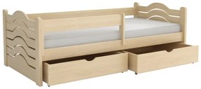 Detská posteľ z masívu borovice PINOCCHIO so šuplíkmi - 200x90 cm - PRÍRODNÁ BOROVICA