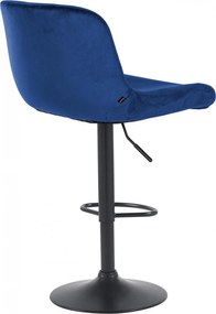 Barová stolička Solon - zamat, čierny rám - modrá