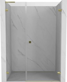 Mexen Lunar-B, L Otočné pravé sprchové dvere 150 cm, číre sklo, zlatý profil, 832SL-150-050-50-00-P