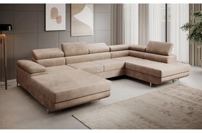 Rohová rozkladacia sedacia súprava U 274 MARYEN Pravá Svetlo hnedá