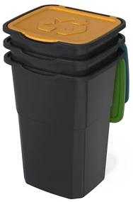 Kôš na triedený odpad Eco 3 Master 50 l BLACK, 3 ks