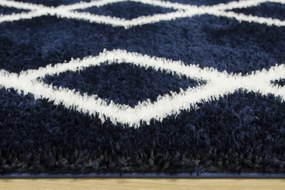 Koberec Boho 656 Romby tmavomodrý / krémový