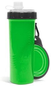 Skladacia miska s fľašou - zelená 350ml