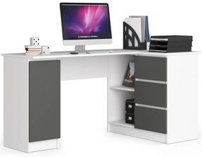 Rohový PC stolík Bevin (biela + sivá) (P). Akcia -20%. Vlastná spoľahlivá doprava až k Vám domov. 1128568