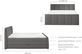 Posteľ boxspring Fresco 180x200 cm, červená látka