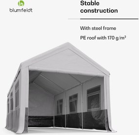 Blumfeldt Party Haven, stan, 598 x 296 x 280 cm, odolný voči poveternostným vplyvom, oceľový rám, jednoduchá montáž, s bočnými stenami
