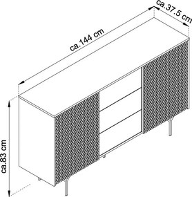 Komoda so zásuvkami Raven, čierna