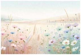 Tapeta pastelové kvety na lúke