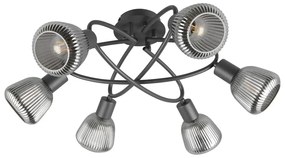 Čierne stropné svietidlo so skleneným tienidlom Tarifa – Trio