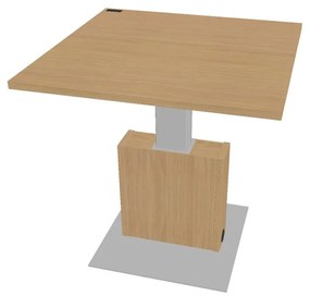 Výškovo nastaviteľný rokovací stôl Verno+ 120 x 120 cm, dub svetlý
