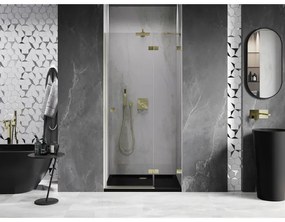 Mexen, Mexen Lunar pravé otočné sprchové dvere 115 cm, transparentné, brúsené zlato - 834-115-000-55-00-P