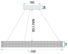Toolight Toolight, LED stropné svietidlo 50cm, 36W, 4000K, MS005-CP, chrómová, OSW-09615