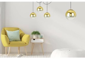 Závesné svietidlo Bergen Gold Spider, 4x zlaté/transparentné sklenené tienidlo (fi 20cm)