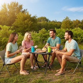 CH Skladací turistický stolík s držiakmi na nápoje - hnedá