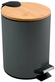 Spirella Spirella pedálový odpadkový kôš adonis tmavo šedá oceľ bambusové veko 5 l 10.00004