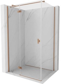 Mexen Mist H T, sprchový kút s výklopnými dverami ľavý 120 x 110 cm, číre sklo, medená matná, 8A5T-120-110-65-00-L