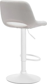 Barová stolička Camden - zamat, biely rám Krémová