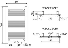 Mexen Mars, elektrické vykurovacie teleso 700 x 400 mm, 300 W, čierna, W110-0700-400-6300-70