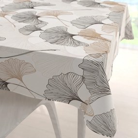 Biante Bavlnený štvorcový obrus Sandra SA-411 Hnedé Ginkgo listy na bielom 60x60 cm