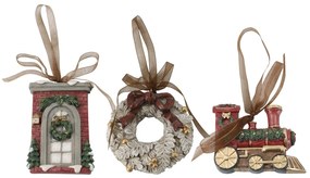 3ks višňovo-zlatá antik závesná dekorácia Noël - 6*1,5*9cm