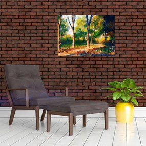 Obraz lesa v letnom slnku, maľba (70x50 cm)