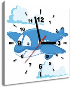 Gario Obraz s hodinami Modré lietadlo Rozmery: 30 x 30 cm