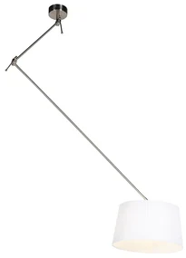 Odpadová lampa z ocele s bielym ľanovým tienidlom 35 cm - Blitz