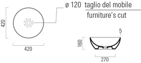 GSI, PURA keramické umývadlo na dosku, priemer 42 cm, biela lesk ExtraGlaze, 885111