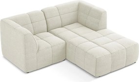 Béžová rohová pohovka z textílie buklé (pravý roh/s leňoškou) Aloha – Makamii