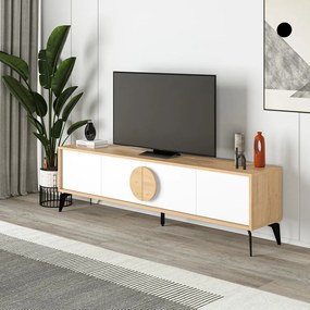 TV stolík v dekore duba v bielo-prírodnej farbe 180x51 cm Vae – Marckeric