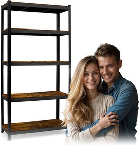 Kovový úložný regál 180 x 90 x 40 cm Humberg HR-852 čierny