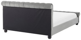 Zamatová vodná posteľ 160 x 200 cm svetlosivá AVALLON Beliani