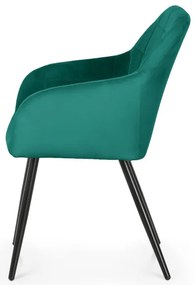Sada dvoch jedálenských stoličiek LUXANO zamatové, zelené / čierne nohy (2 ks)