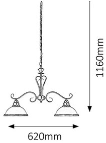 Rabalux ELISETT závesné svietidlo max. 2x60W | E27 | IP20 - bronz