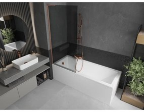 Mexen Next L, 1-krídlová vaňová zástena 80 x 150 cm, 6mm šedé sklo, medený profil, 895-080-000-03-40-65