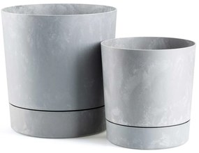 PLASTOVÝ KVETINÁČ AZALEA SADA 2KS 22,5X23,5 CM+17,5X18,5 CM IMITÁCIA BETÓNU SIVÁ