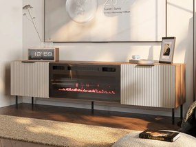 TV stolík / skrinka s krbom Seretio 180 SR06, Farby: orech warmia / kašmír