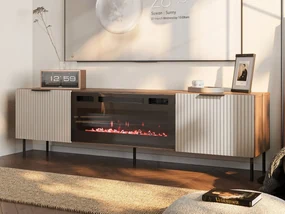 TV stolík / skrinka s krbom Seretio 180 SR06, Farby: orech warmia / kašmír