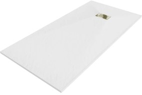 Mexen Hugo, obdĺžniková sprchová vanička SMC 180 x 80 cm, biela, zlatá krytka, 42108018-G
