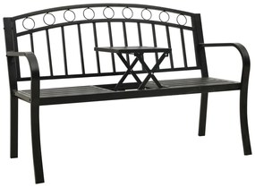 Záhradná lavička so stolíkom 125 cm oceľ čierna