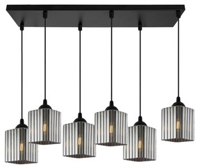 Závesné svietidlo Riffle Square, 6x grafitové sklenené tienidlo, b