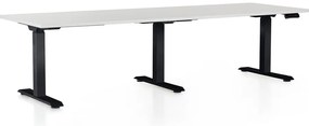 Výškovo nastaviteľný stôl OfficeTech Long, 240 x 80 cm, čierna podnož, svetlo sivá