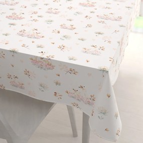 Biante Bavlnený obdĺžnikový obrus Sandra SA-610 Labute medzi leknami na bielom 120x140 cm