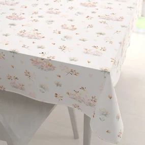 Biante Bavlnený obdĺžnikový obrus Sandra SA-610 Labute medzi leknami na bielom 50x100 cm