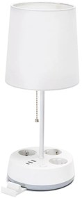 Aigostar - Stolná lampa so zásuvkami a USB portami 1xE27/60W/230V biela