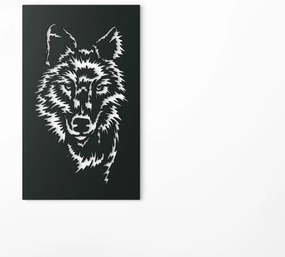 drevko Drevený obraz na stenu Vlk - samotár Rozmer obrazu: 44,5 x 26,5 cm, Farba dekorácie: Čierna