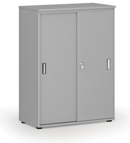 Kancelárska skriňa so zasúvacími dverami PRIMO GRAY, 800 x 420 x 1087 mm, sivá