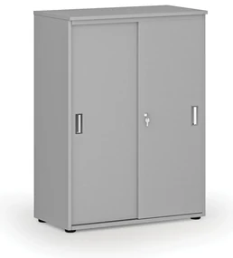 Kancelárska skriňa so zasúvacími dverami PRIMO GRAY, 800 x 420 x 1087 mm, sivá