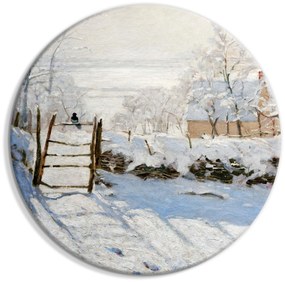 Artgeist Okrúhlý obraz - Claude Monet’s Magpie - Normandy’s Painted Winter Landscape Veľkosť: 80x80